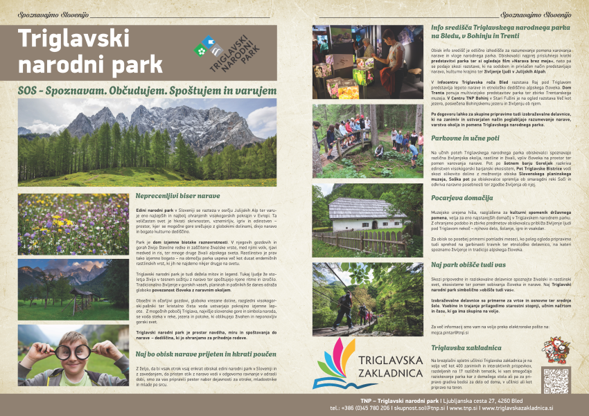Fotografija prikazuje vsebino strani revije V koraku znanja, na kateri so predstavljene dejavnosti JZ TNP.